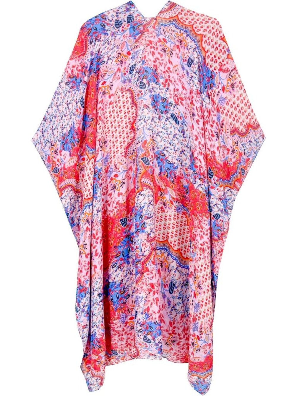 Women B Red Print Viscose Summer Bikini Kimono Bathing And Swimwear Cover Up - Picture 5 of 6